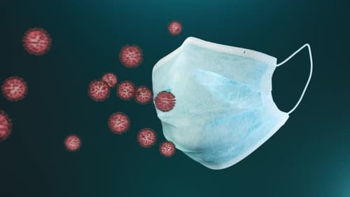 Medical Mask Animation Blocking Virus Particles