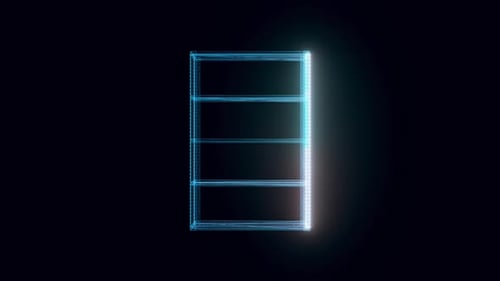 Futuristic Wireframe Shelf Hologram for Technology Concepts