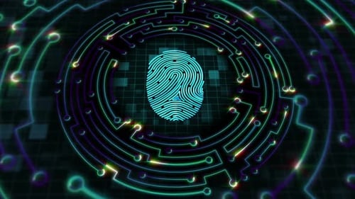 Biometric Scan with Glowing Circuitry Animation