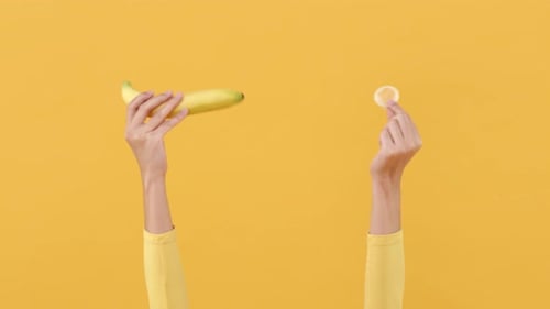 Banana and Condom For Health Awareness Message