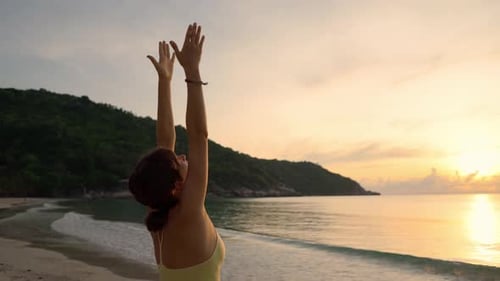 Woman practices yoga