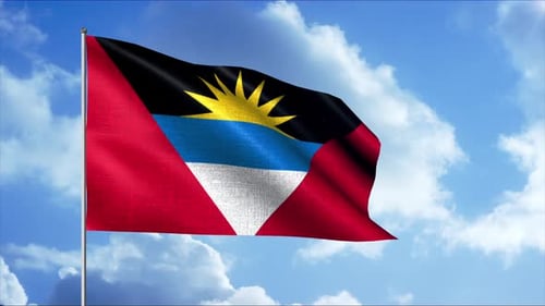 Antigua and Barbuda National Flag Waving Animation