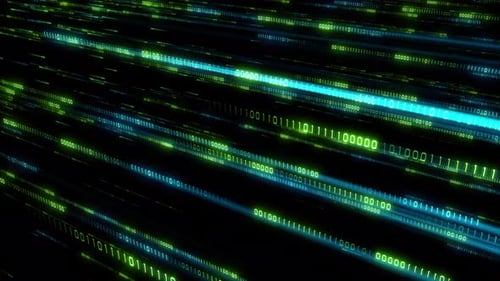 Flowing Digital Binary Code Data Stream Loop