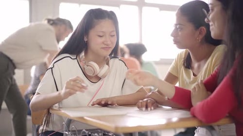 Young Adults Collaborating in a School Classroom