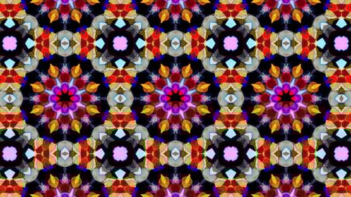 Colorful Stained Glass Kaleidoscope Loop 4K 14
