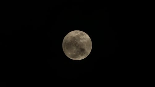 Full Moon against Black Sky at Night