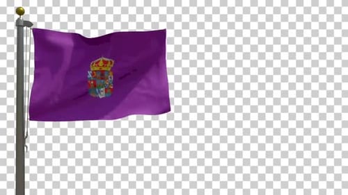 Realistic Purple Flag with Coat of Arms Waving Seamless Loop