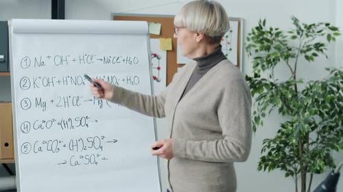 Portrait of Confident Lady Teaching Chemistry in Online School During Covid19 Pandemic