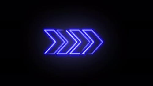 Animación de vídeo 4K abstracta sin interrupciones Vídeo animación de flechas de neón brillantes en azul