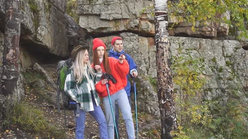 Jovens ativos se divertem ao ar livre na floresta