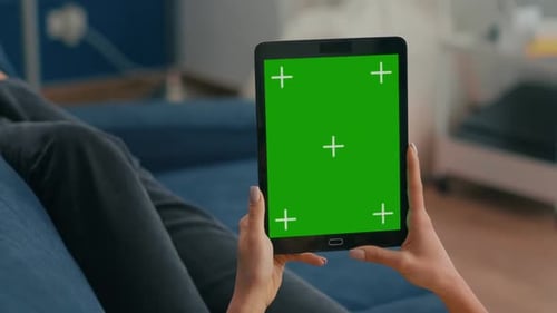 Close Up of Business Woman Hands Holding Tablet Computer