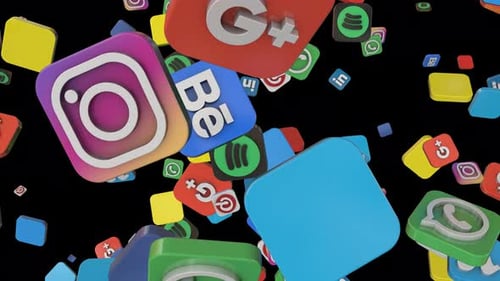 Modern 3D Falling Social Media Icons Animation