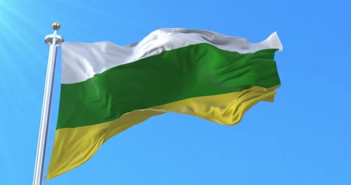 Realistic Waving White Green Yellow Flag Animation