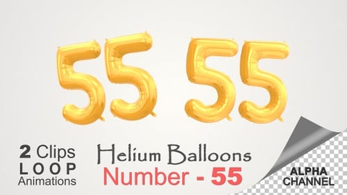 Golden Foil Balloon Number 55 Seamless Loop Animation
