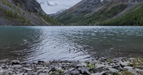 Mountain Lake Timelapse at the Summer or Autumn Time