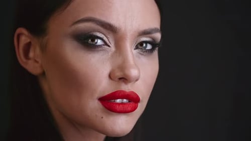 Woman with Dramatic Makeup and Dark Hair Posing