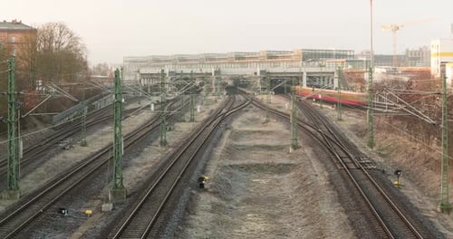 Timelapse of busy train station in the morning in 4k