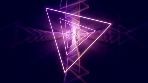 Loop animation in glowing neon lines tunnel