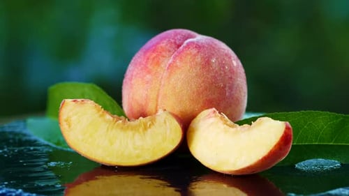 Fresh Peach with Slices Still Life