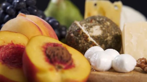Delicious Gourmet Cheese and Fruit on Display