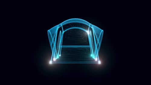 Futuristic Digital Hologram Tent 3D Wireframe Animation