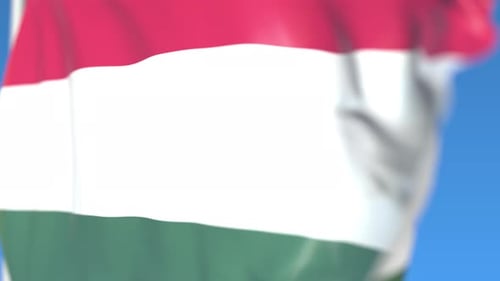 Hungary National Flag Waving in Wind