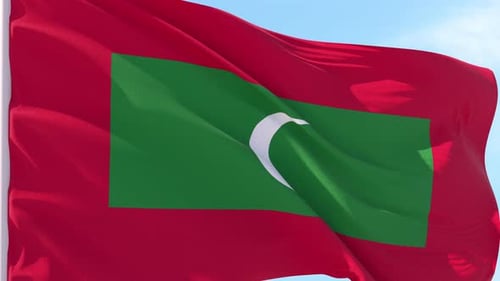 Maldives National Flag Waving in Realistic Loop Animation