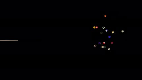 Starting Shot of a Billiard Game with Alpha Channel