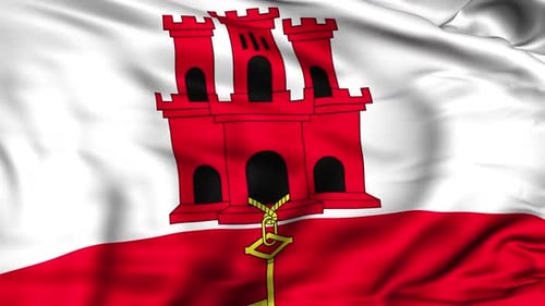 Gibraltar National Flag Waving Seamless Loop Background