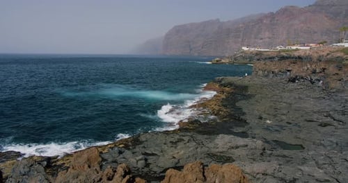 View of the Cliffs of Los Gigantes Tenerife From Coastline Atlantic Ocean