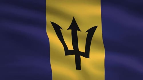 Realistic Waving Barbados Flag Animation