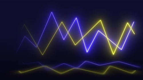 Blaue und gelbe Neonlichter, leuchtende Linien, Schleife, abstrakte 4K bewegte Tapete