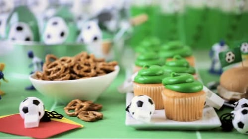 Soccer Themed Birthday Table Close Up