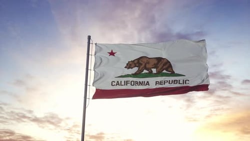 State Flag of California Waving in the Wind