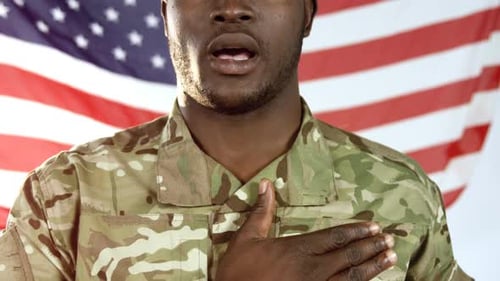 Young Adult Soldier Pledging Allegiance to Country