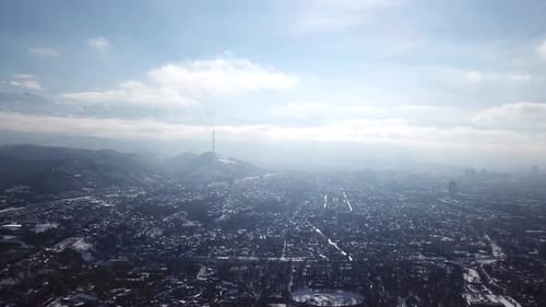Winter in the City of Almaty in Smog