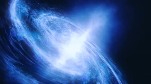 Die Bewegung der Galaxie entlang ihrer Flugbahnen. 4k Nahaufnahme. Erforschung des Weltraums.