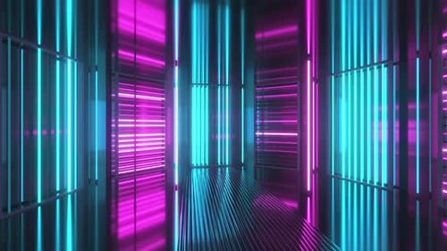 Abstract Glowing Neon Lights Digital Tunnel Background