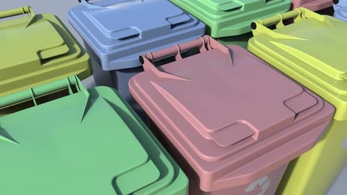 Colorful Recycling Bins 3D Animation