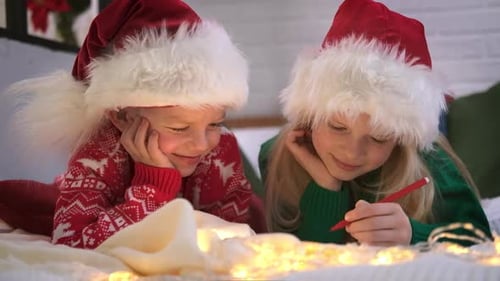 Children Writing Letters to Santa on Christmas