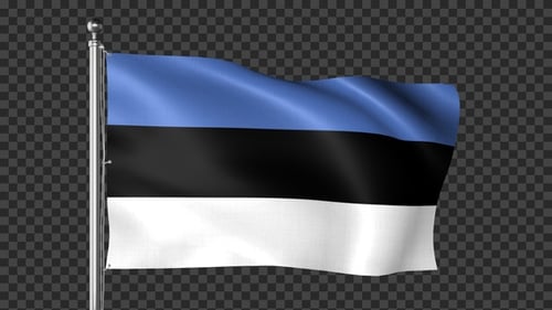 Estonia Flag Waving on Pole with Alpha Channel