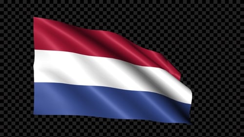 Waving Netherlands Flag Animation with Transparent Background
