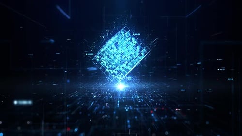 Futuristic Data Cube Digital Network Reveal
