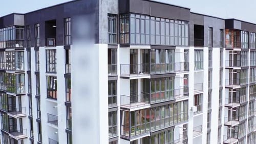 Exterior of new high rise multi story apartment building