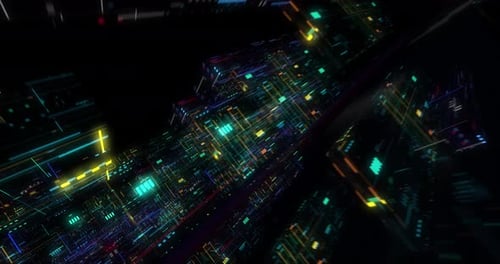 Abstract Futuristic Data Grid Network Motion Graphic