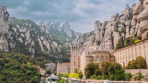 Montserrat Mountains and Abbey Scenic Landscape