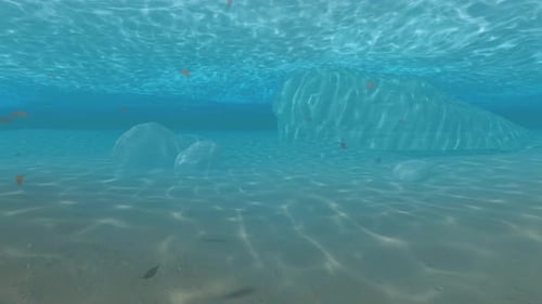Serene Underwater Scene with Sun Rays and Floating Particles Background