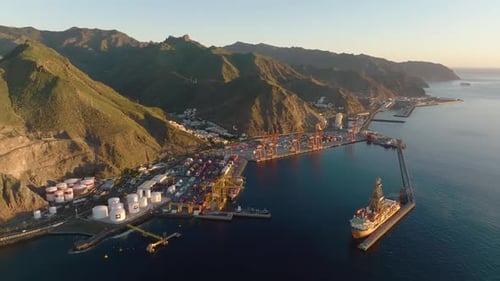 Top View of Santa Cruz De Tenerife Town on the Island