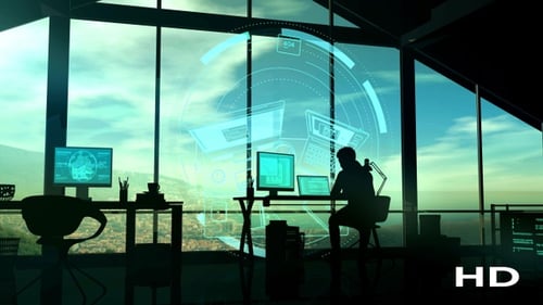 Développeur Web Homme Silhouette Et Infographies Virtuelles HD