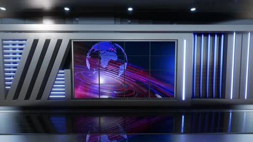 Virtual News Studio Set Green Screen Background Loop 4k